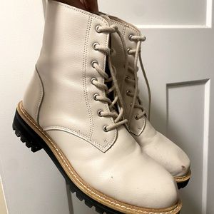 Cream combat boots size 6